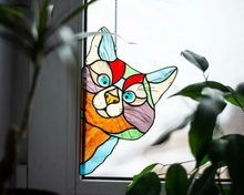 Afbeelding in Gallery-weergave laden, Handgemaakte Kiekeboe Kat - Glas in lood look
